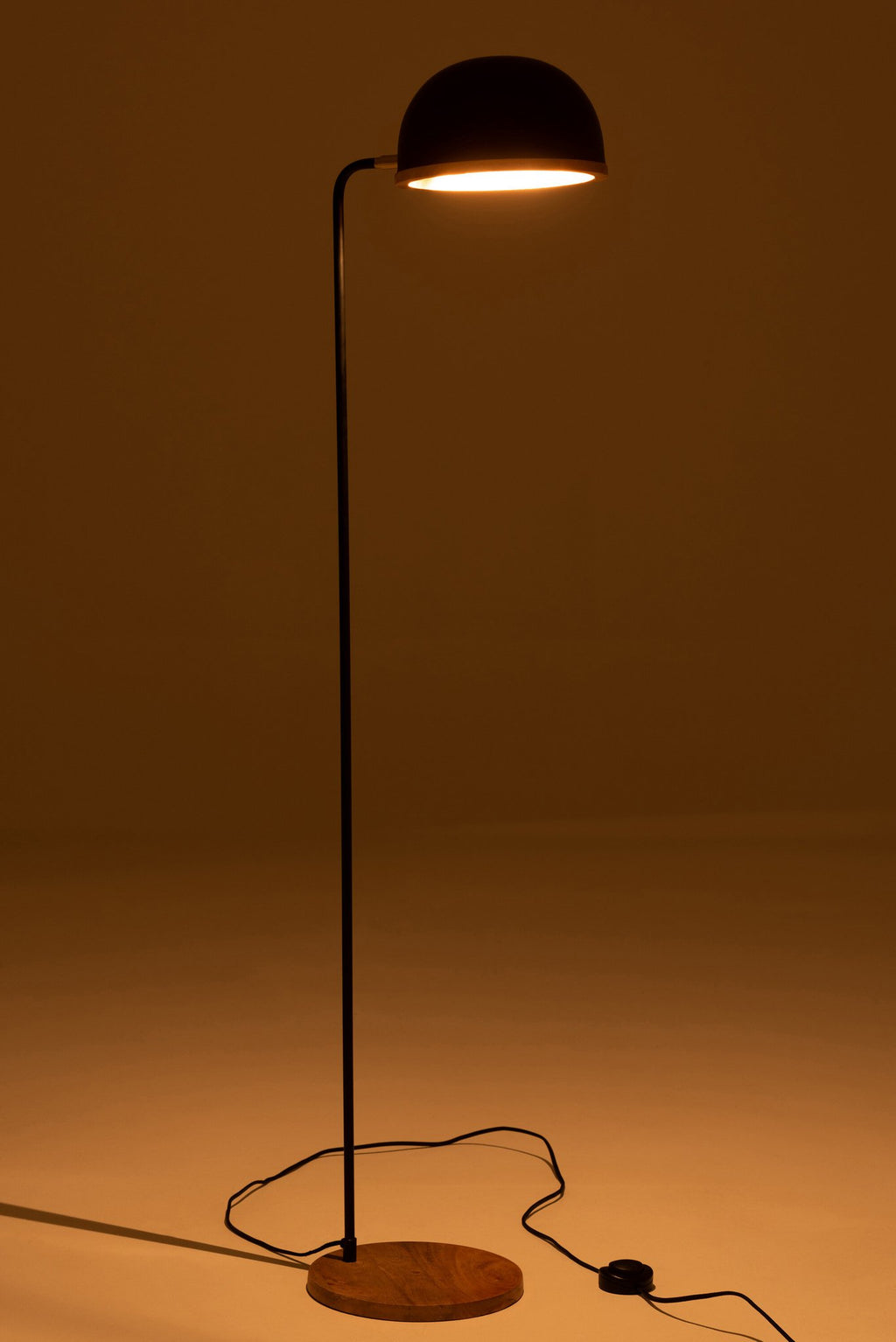J-Line vloerlamp Evy - ijzer/hout - zwart/naturel