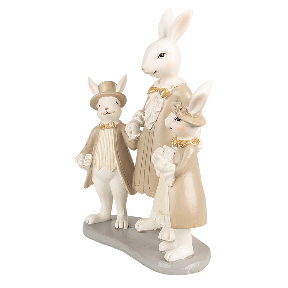 Beeld Konijn 21 cm Wit Bruin Polyresin