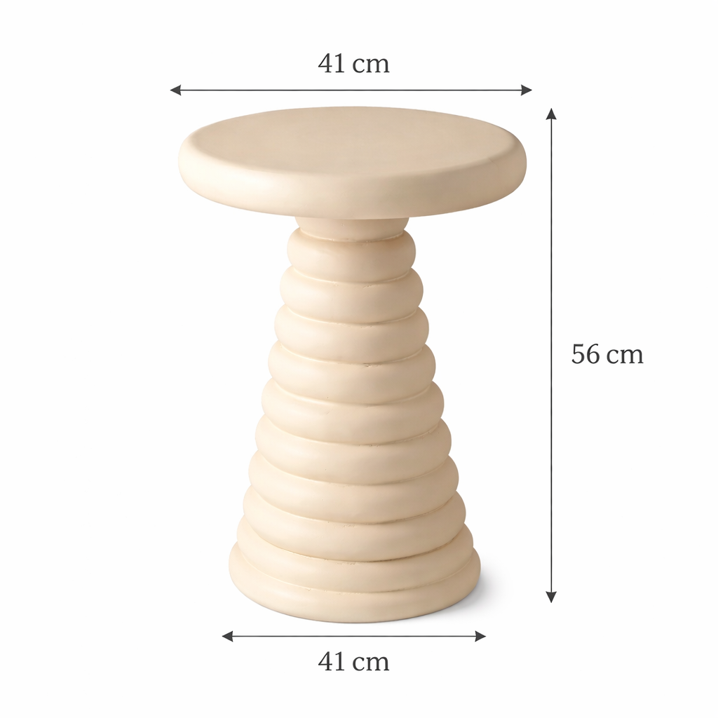 Beige gepoedercoate aluminium bijzettafel