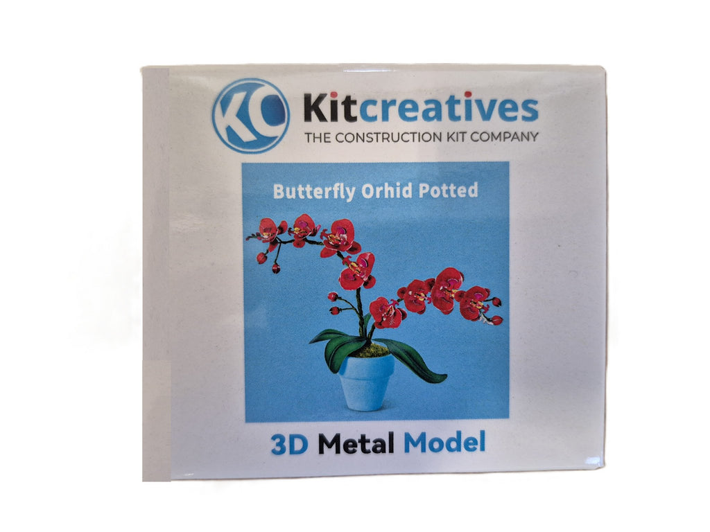 Bouwpakket 3D Model DIY Vlinderorchidee in Pot- gekleurd- metaal