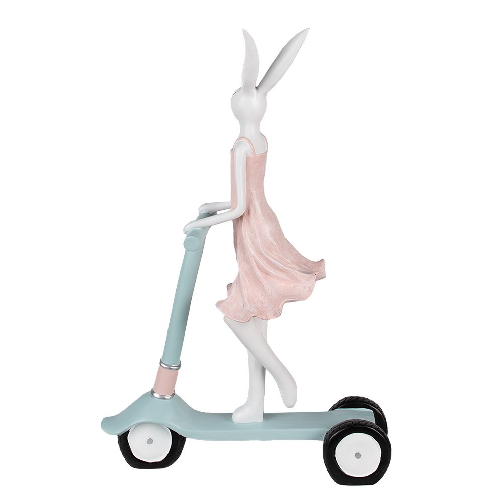 Beeld Konijn 62 cm Wit Roze Polyresin Paasdecoratie