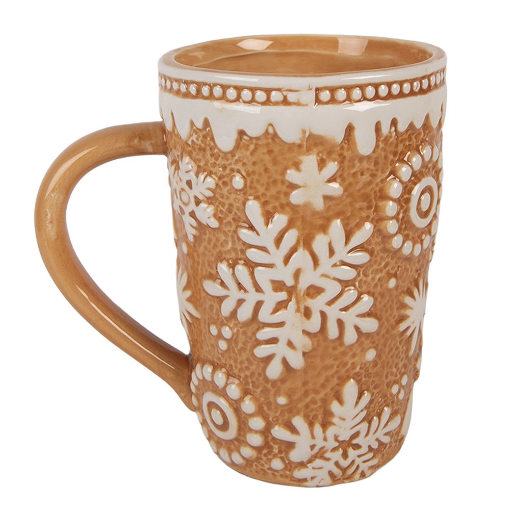 Mok 575 ml Bruin Keramiek Sneeuwvlokken