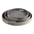 Dienbladen koehuid rond grijs (set of 3)