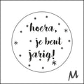 Hoera je bent jarig - wensetiket - rol van 500