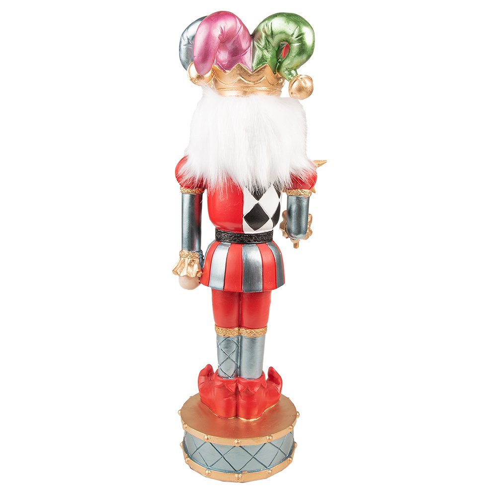 Beeld Harlekijn 38 cm Rood Blauw Kunststof Kerstdecoratie