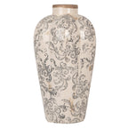 Vaas Ø 21x35 cm Beige Grijs Keramiek Bloemen