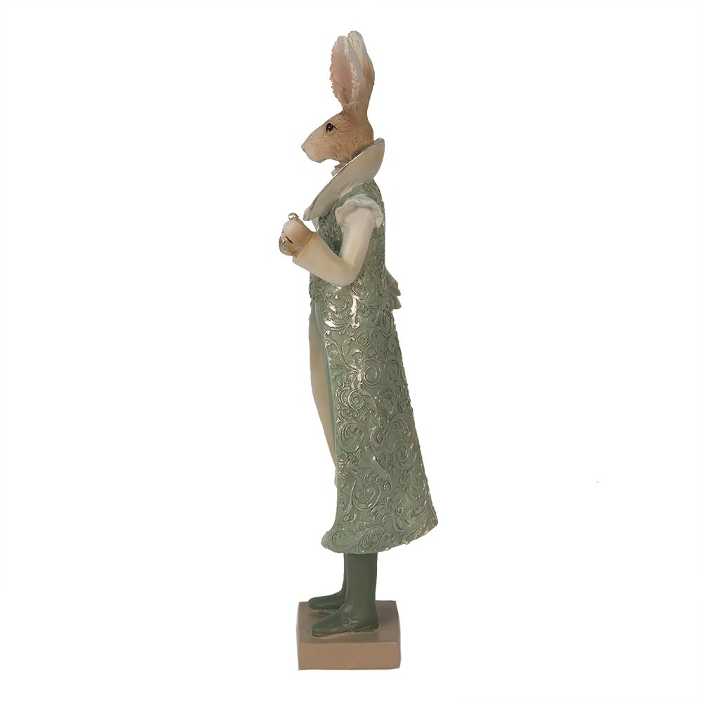 Beeld Konijn 11x8x33 cm Groen Polyresin