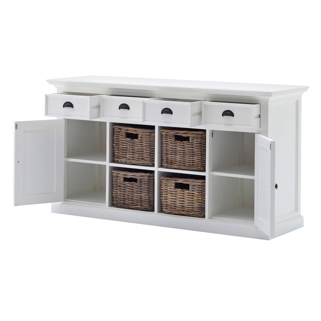 Dressoir wit - 160bx50dx85 hoog - 4 laden - 2 deuren - 4 manden