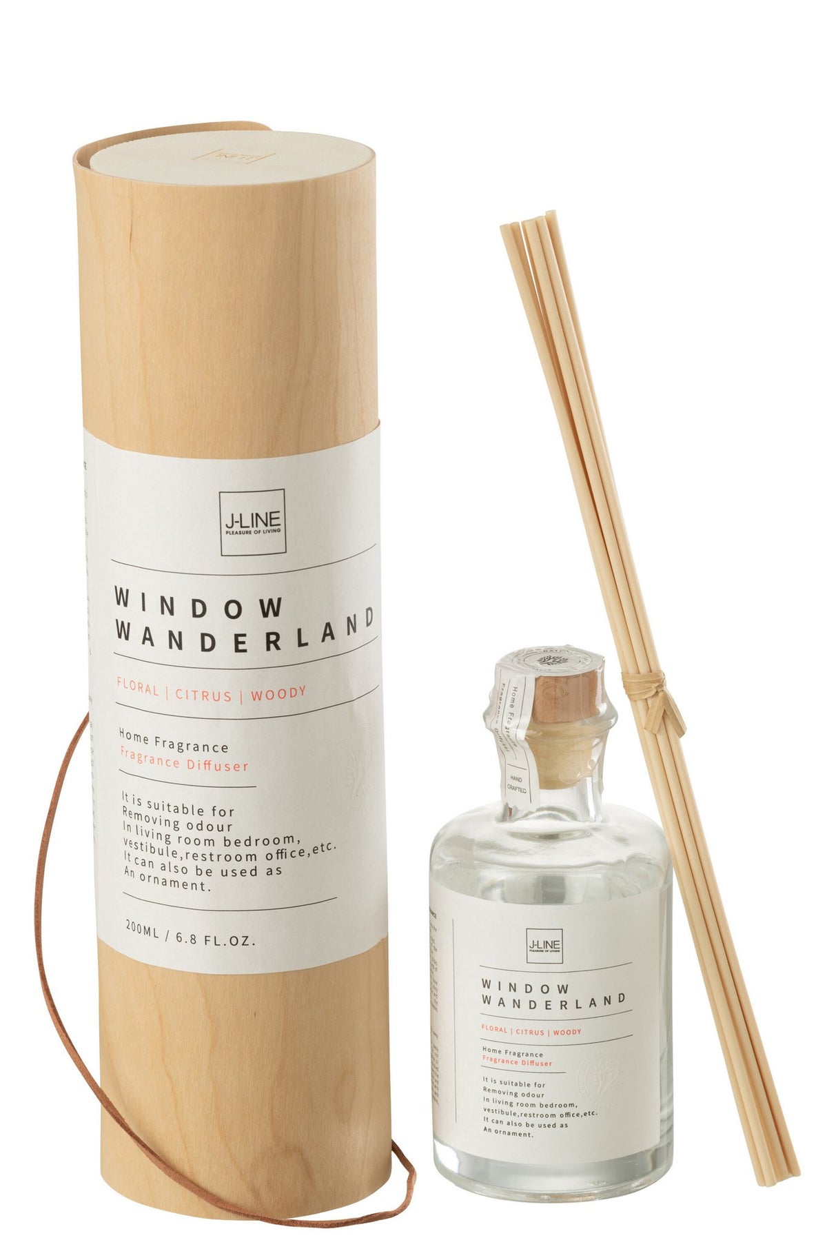 J-Line geurolie + stokjes Rond Window Wanderland - glas - L