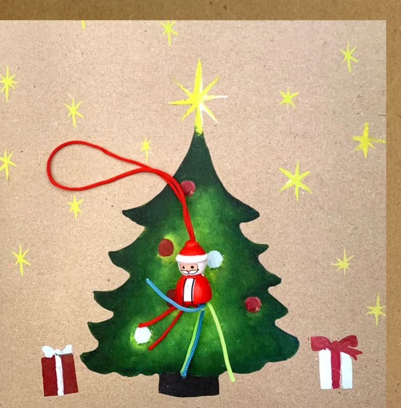Wenskaart kraft kerstboom