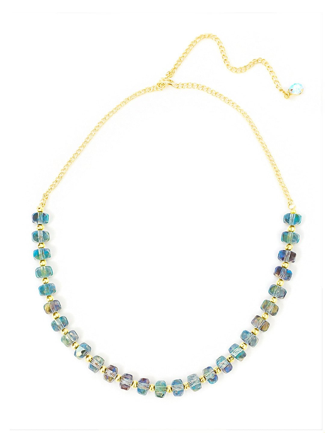 Minimale ketting met kristallen kralen – modeaccessoire – vergulde legering en kristal – ketting van 44 cm