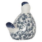 Decoratie Beeld Kip 18x12x21 cm Wit Blauw Keramiek