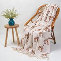 Deken met giraffeprint – 100% katoenen bank- en bedovertrek – met kwastjes – 50x70 inch