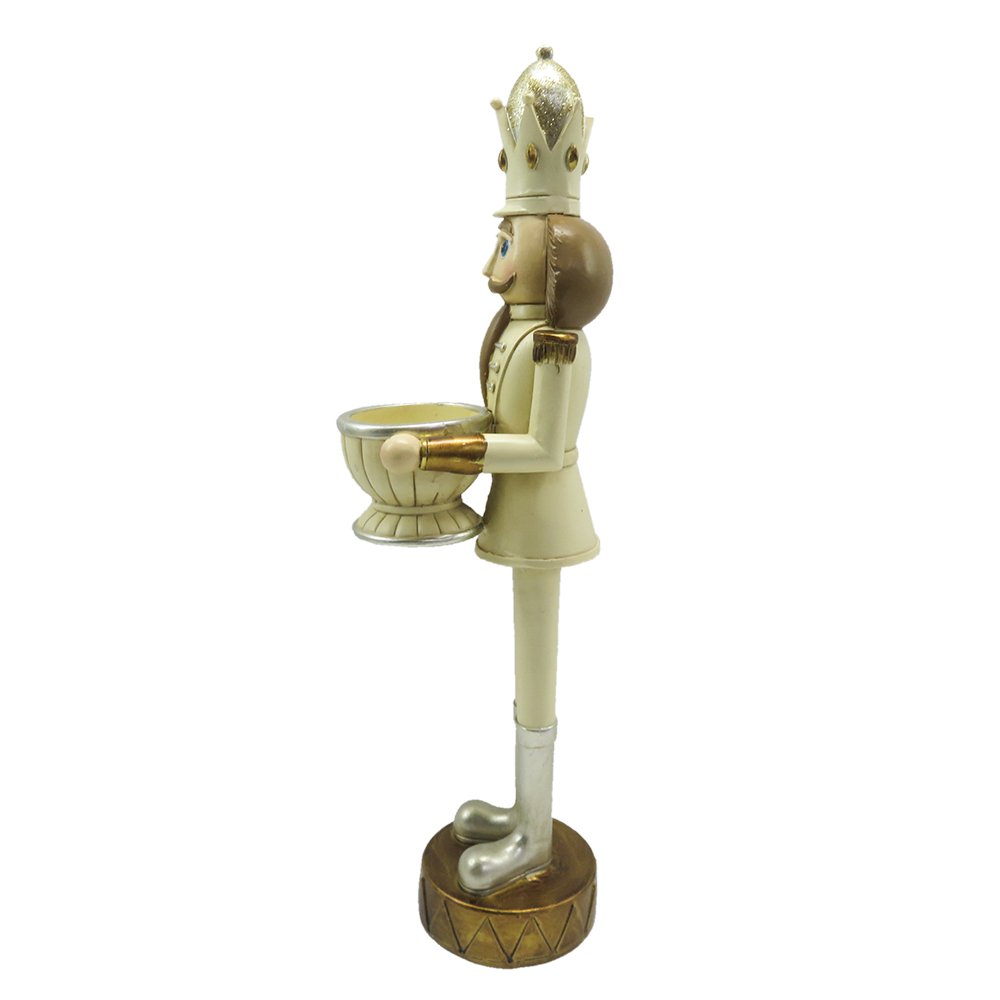 Theelichthouder Notenkraker 30 cm Beige Bruin Kunststof Waxinelichthouder