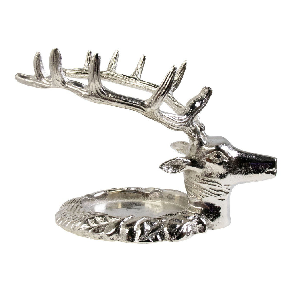 Kaarsen Standaard hert zilver 17x20x15cm