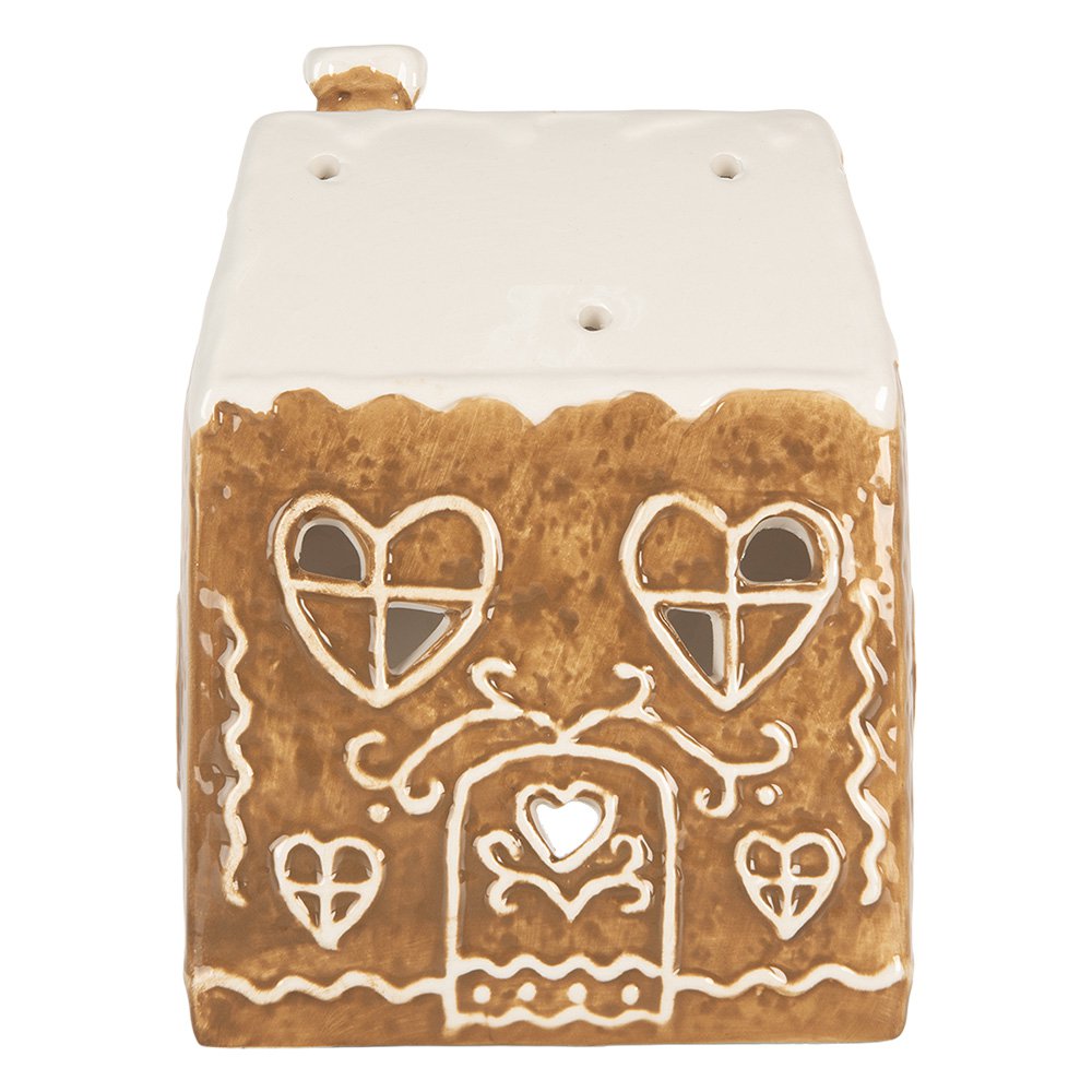 Waxinelichthouder Huis 12x7x16 cm Bruin Keramiek