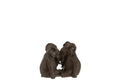 J-Line decoratie Olifant Koppel - polyresin - donkerbruin - H 19.5 cm
