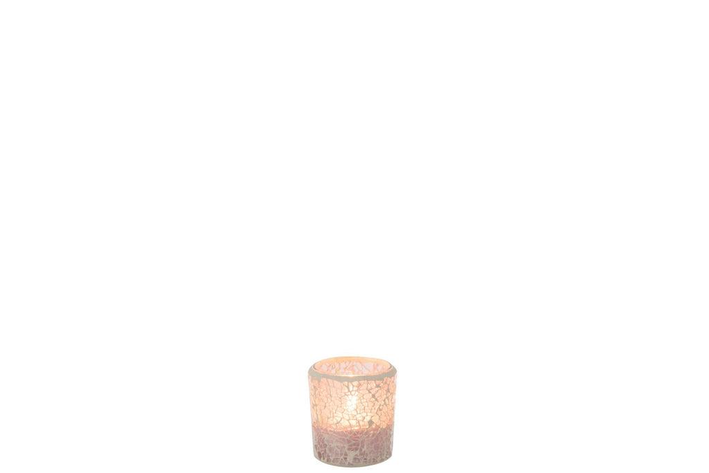J-Line theelichthouder Mozaiek Recht - glas - roze