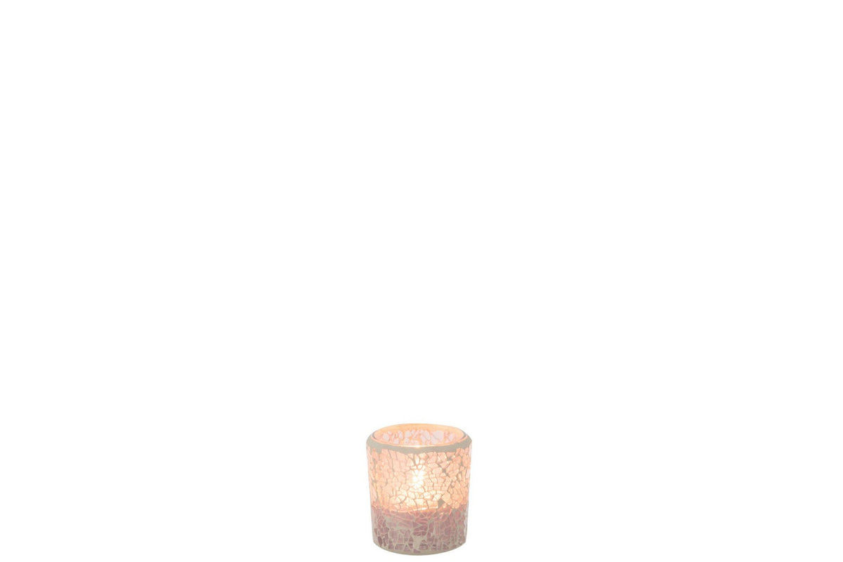 J-Line theelichthouder Mozaiek Recht - glas - roze