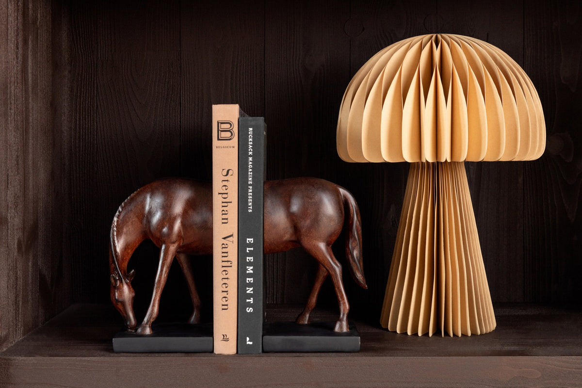 J-Line boekensteun Paard - polyresin - donkerbruin - set van 2