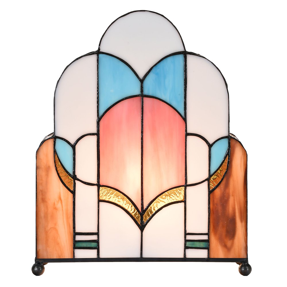 Tiffany Tafellamp 30x4x25 cm Wit Roze Glas Tiffany Bureaulamp