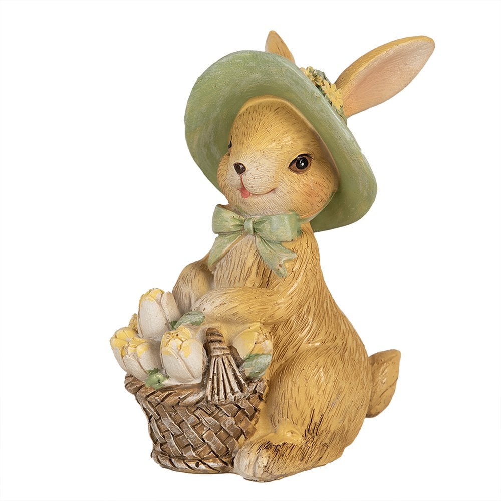 Beeld Konijn 11 cm Bruin Groen Polyresin