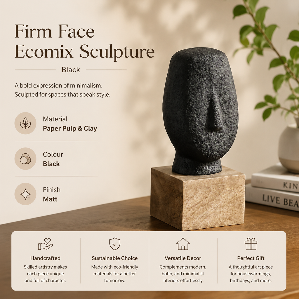 Modern gezichtssculptuur – Zwart Ecomix – Artistiek decoraccent