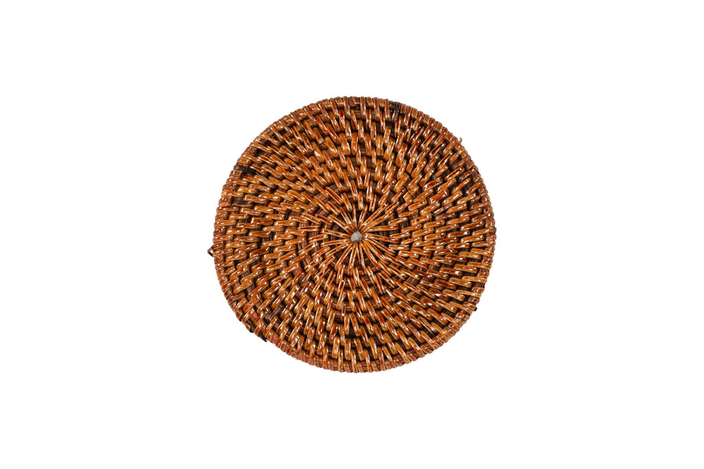 Glazen achtbaan rattan - set/6 - dia 10 cm