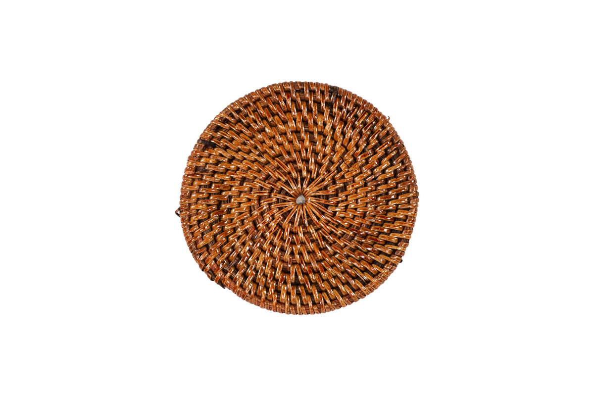 Glazen achtbaan rattan - set/6 - dia 10 cm