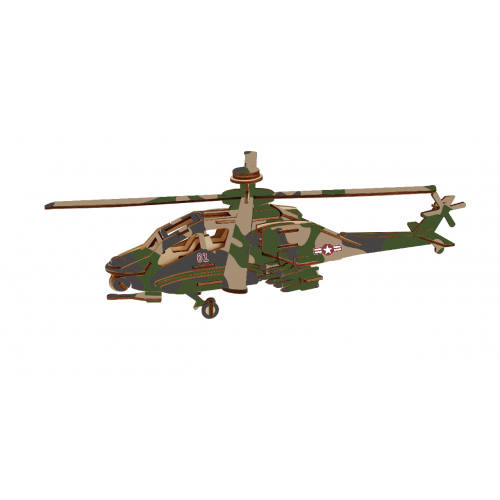 Bouwpakket Apache Helikopter-hout- kleur
