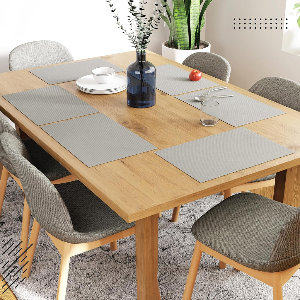 Eettafelmatten – Geribbeld Katoen – Set van 6 (48x32 cm)