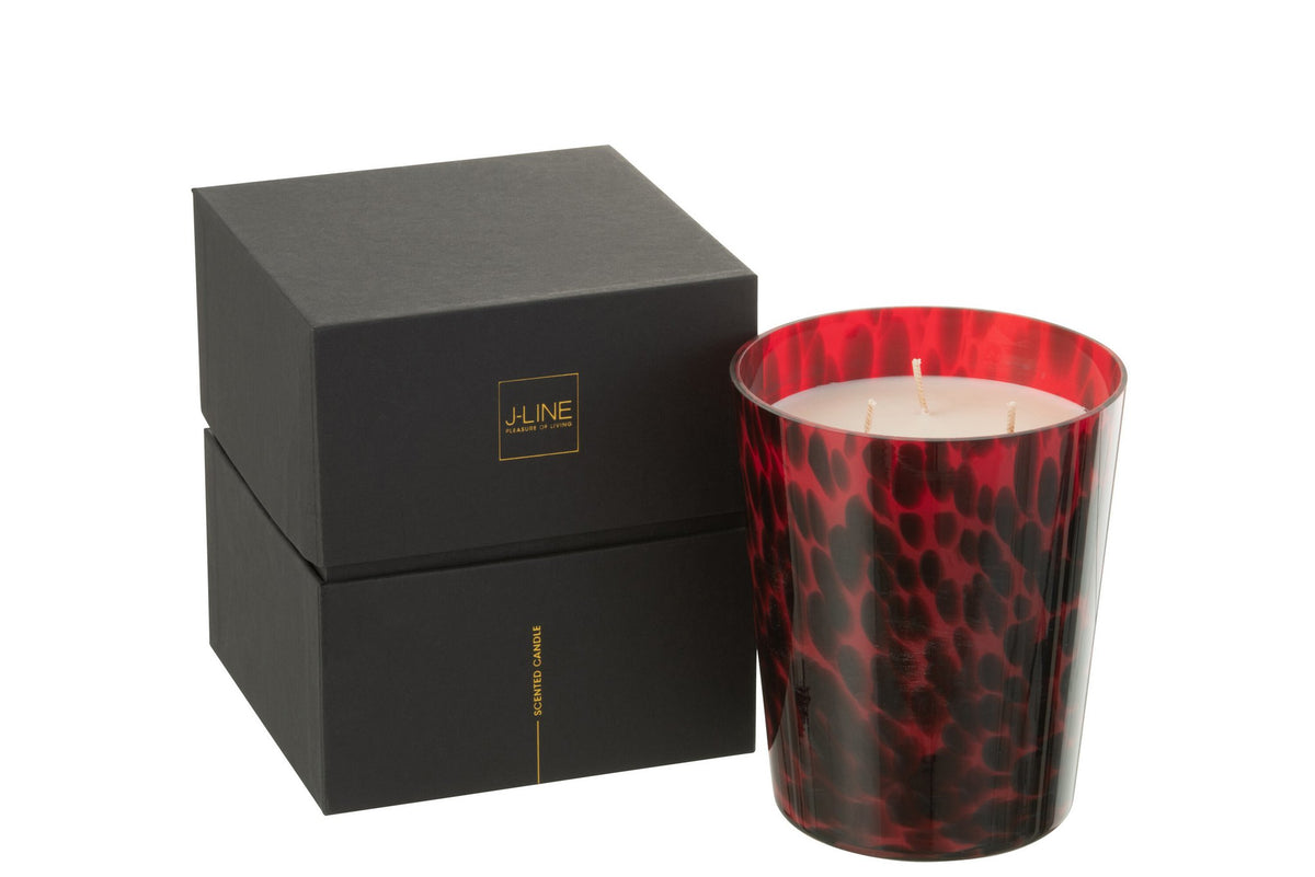 J-Line geurkaars Noa - Sandalwood - glas - rood - medium - 68U
