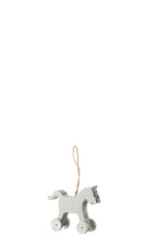 J-Line Kersthanger paard - hout - wit/ zilver
