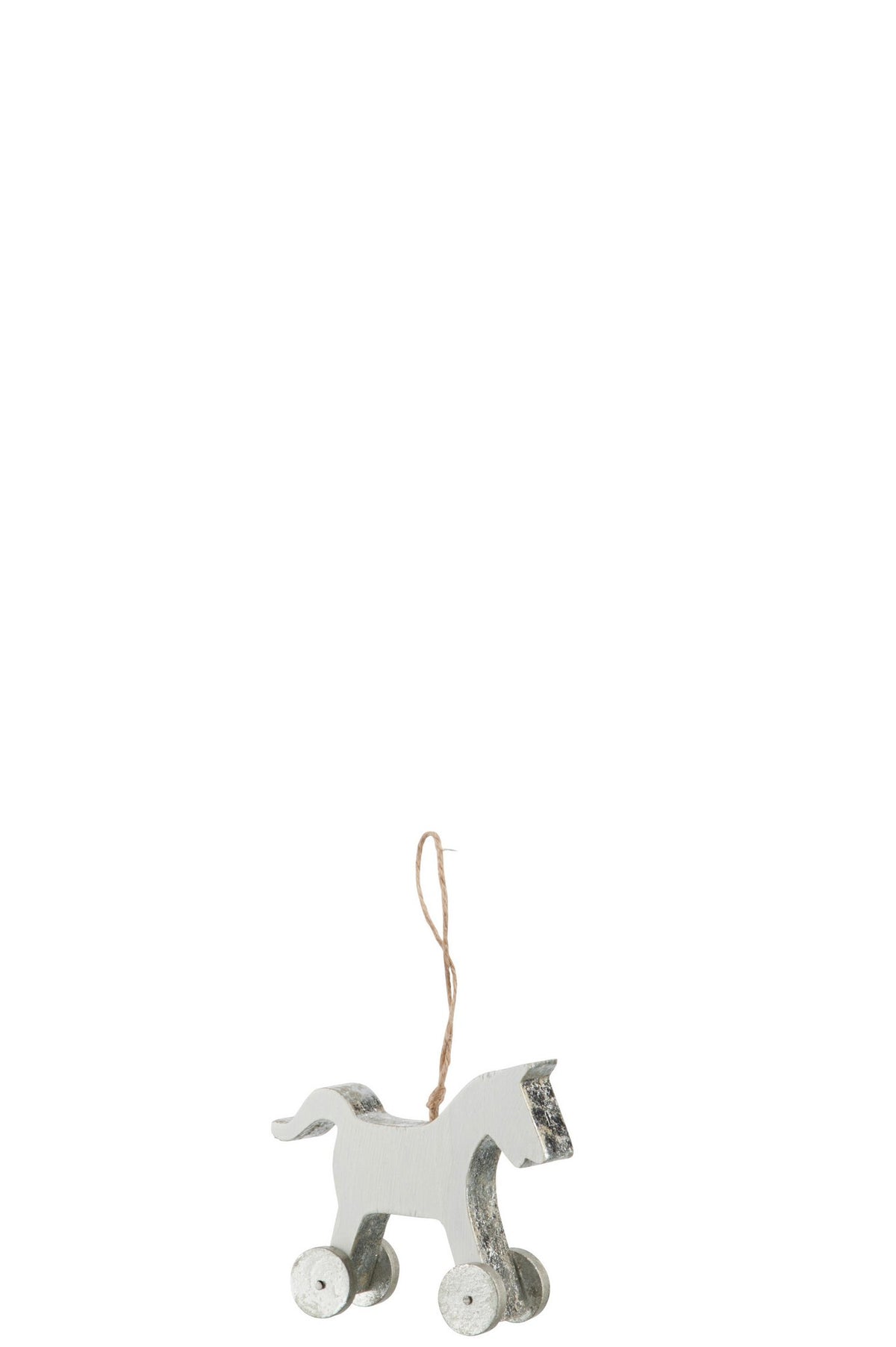 J-Line Kersthanger paard - hout - wit/ zilver