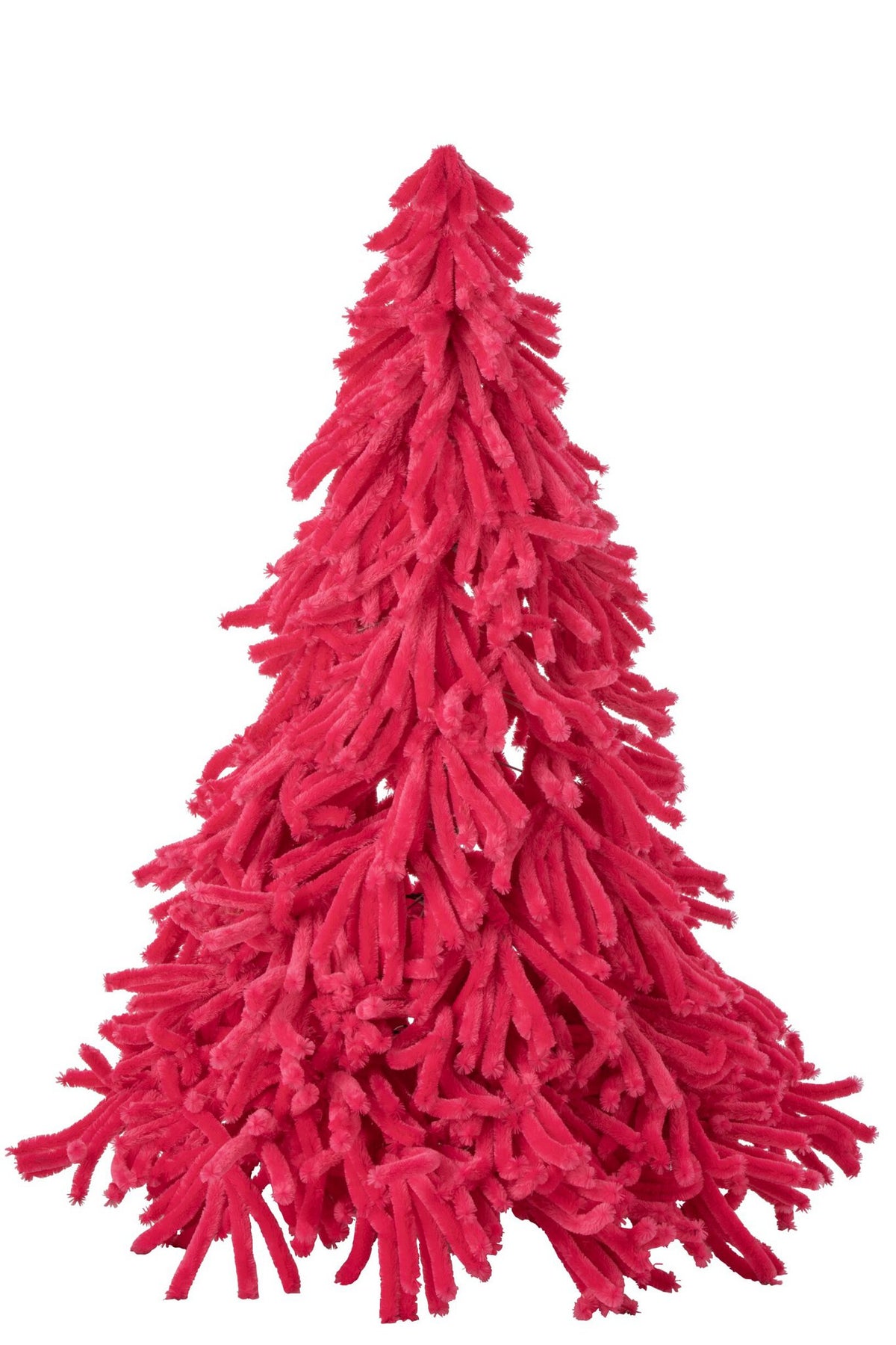 J-Line decoratie kerstboom Donzig - polyester - fuchsia - large