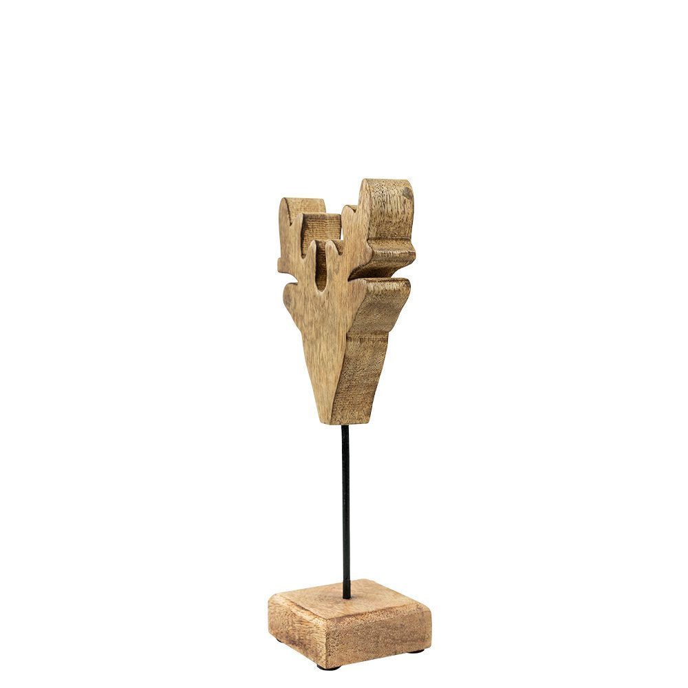 Staand hert mango hout h26 d11x7cm