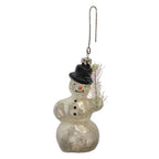 Kerthanger Sneeuwpop Ø 5x10 cm wit Glas