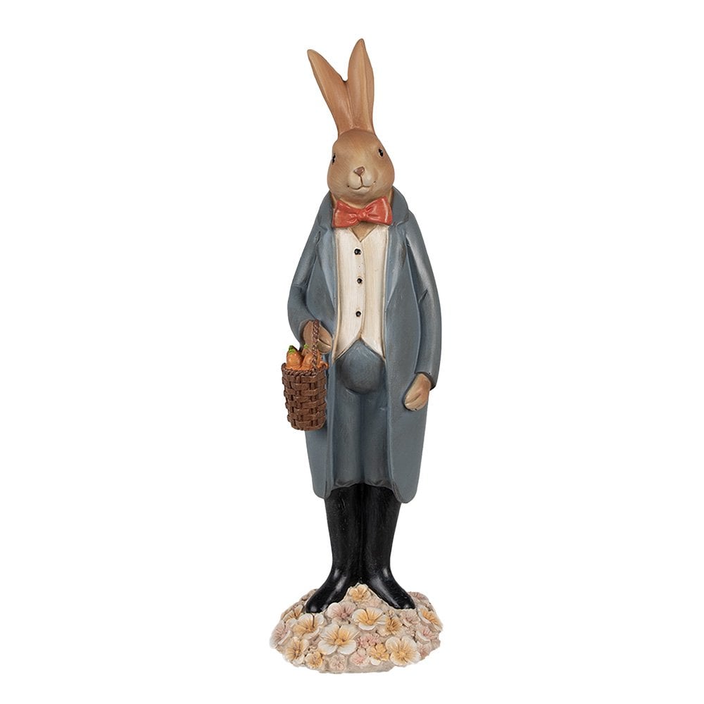 Beeld Konijn 34 cm Bruin Blauw Polyresin Paasdecoratie