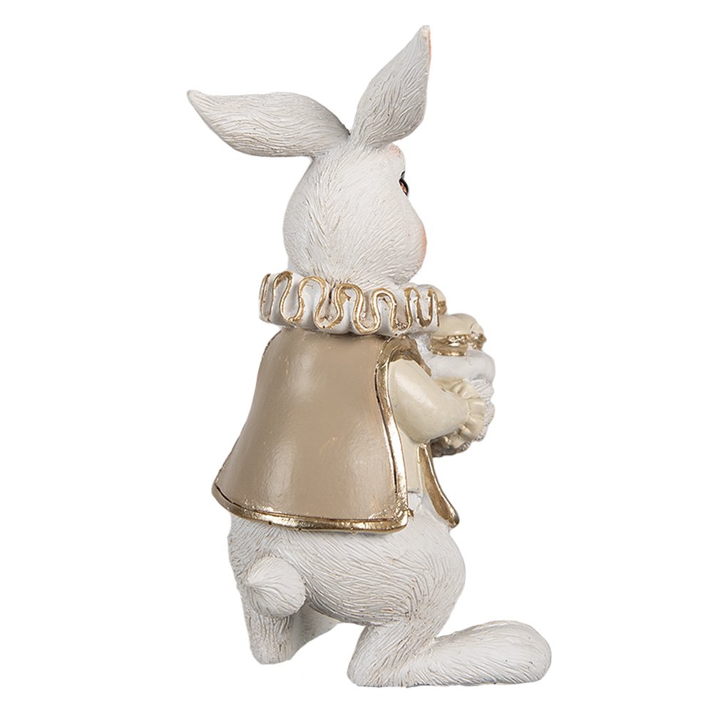 Beeld Konijn 13 cm Wit Bruin Polyresin