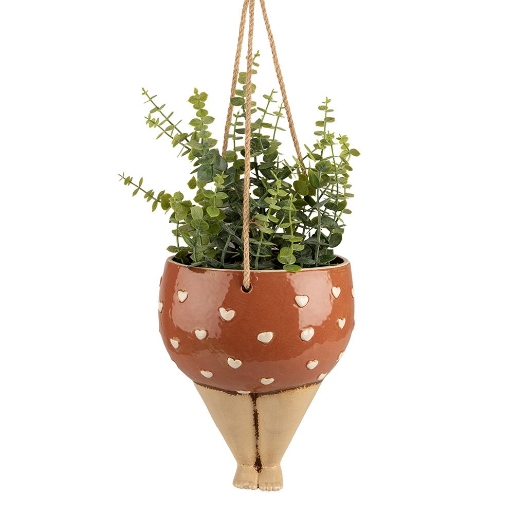 Plantenhanger 17x15x20 cm Roze Beige Keramiek Vrouw Bloempot