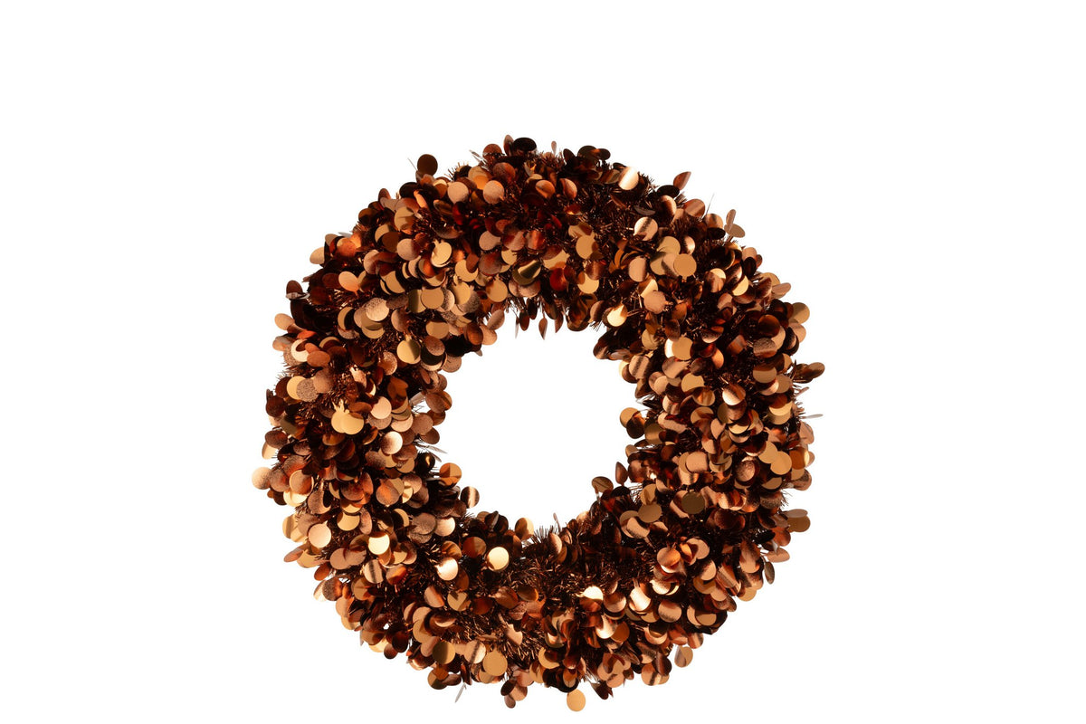 J-Line decoratie krans Sprankelend - polystyreen - bruin - medium