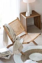 J-Line Plooeistoel Rattan/Teak Naturel