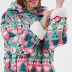 Textino Jolly Santa - Hoodie 70x110 cm - Volwassenen - Kerstmis - Geranium Roze - Roze