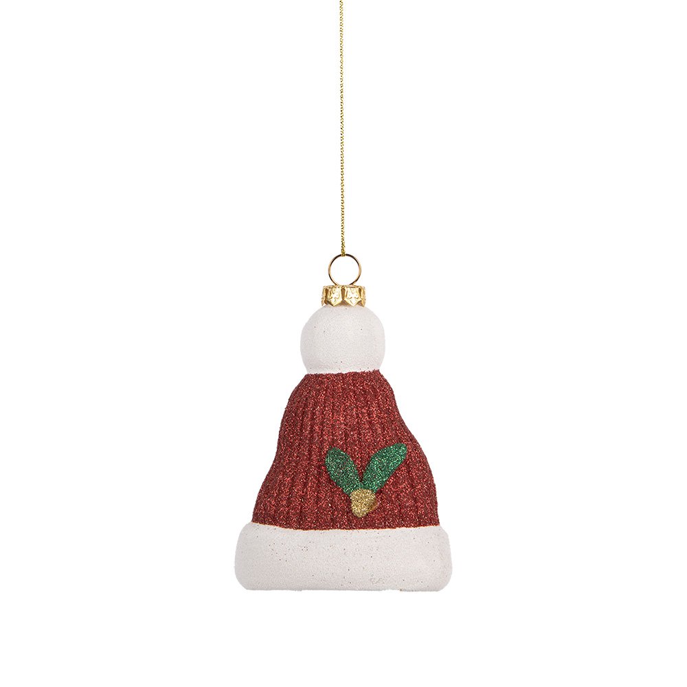 Kersthanger Kerstmuts 7x4x10 cm Rood Wit Kunststof