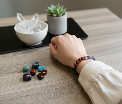 Energie Activerende Chakra's met Chakra Armband en Hart kraal