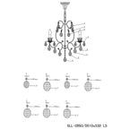 Kroonluchter Ø 50x56 cm Transparant IJzer Hanglamp