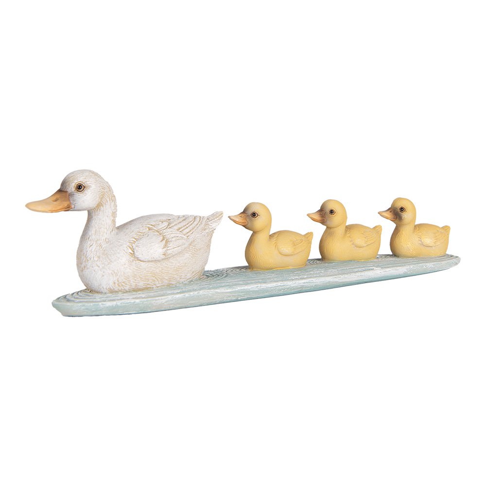 Decoratie Beeld Eend 26x6x7 cm Wit Geel Kunststof