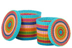 J-Line mand + deksel Gestreept - papier - mix - set van 2