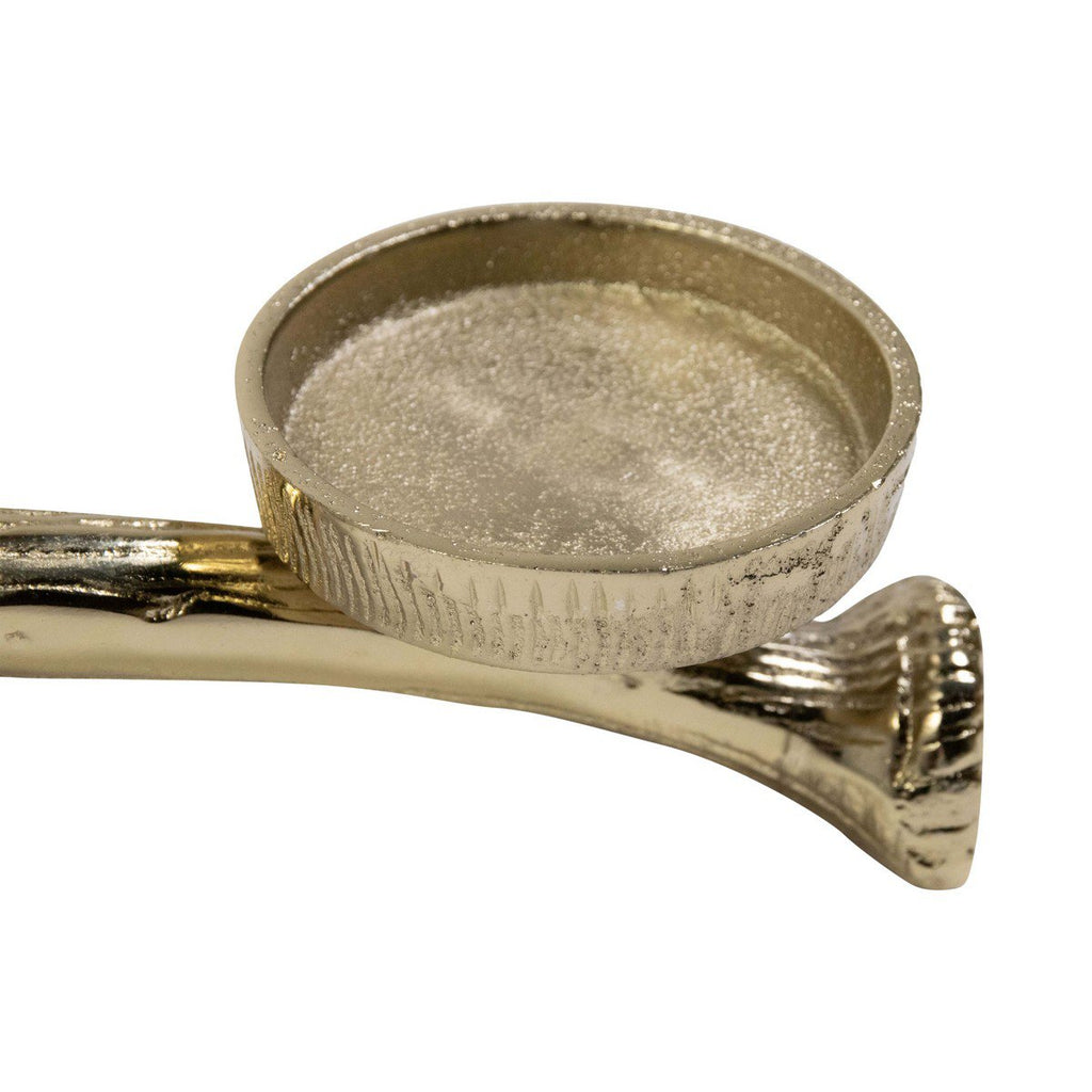 Theelicht Standaard gewei 3 goud 8x39x18cm