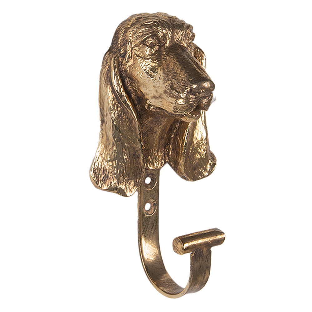 Wandhaak Hond 7x5x13 cm Goudkleurig Metaal